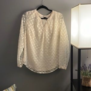 Talbots cream dot blouse